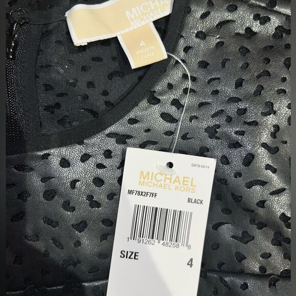 Michael Kors Black Dress A-Line Eyelet Trim Short Sleeve Crew Neck Size 4 - Picture 14 of 14